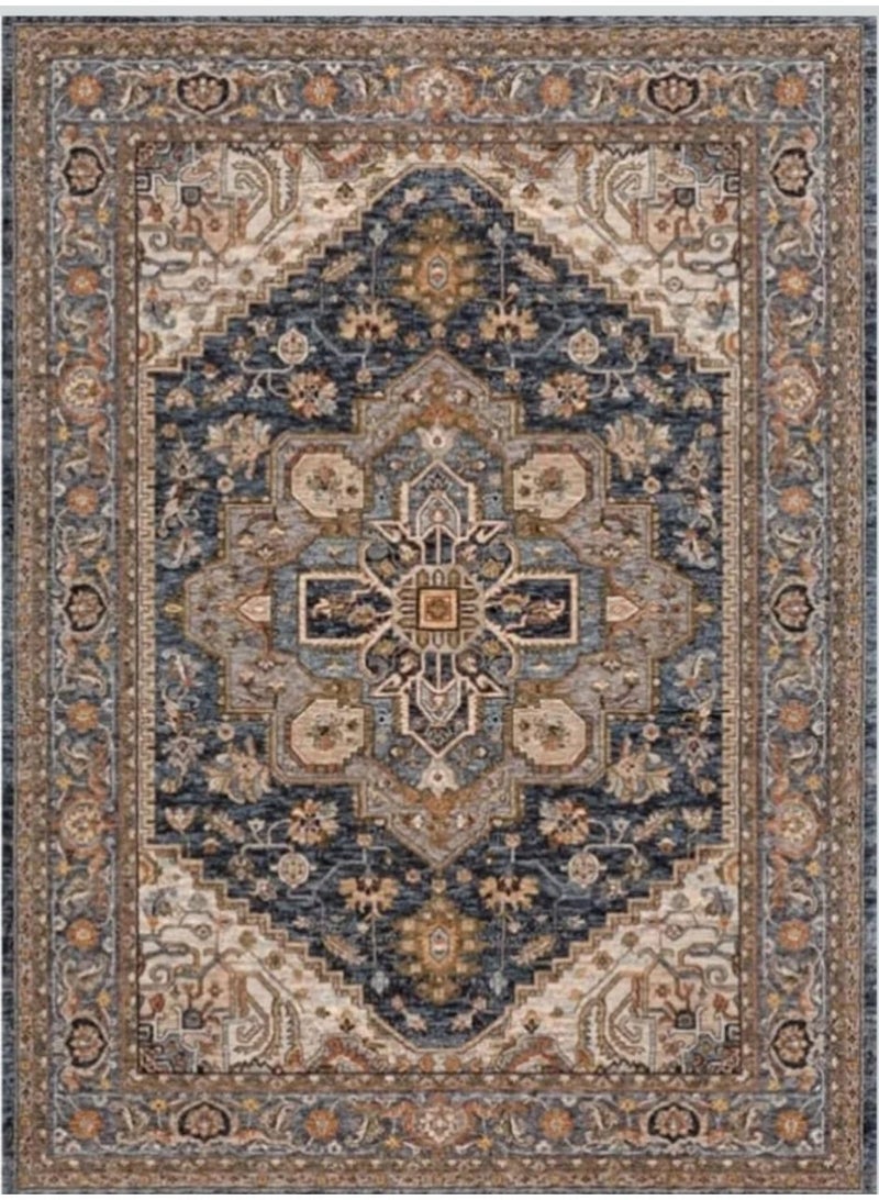 Classic Design Carpet Alternative - Non-Slip Dots Backing - 160x230 cm - Multi-Color (Blue & Beige) - Image 3